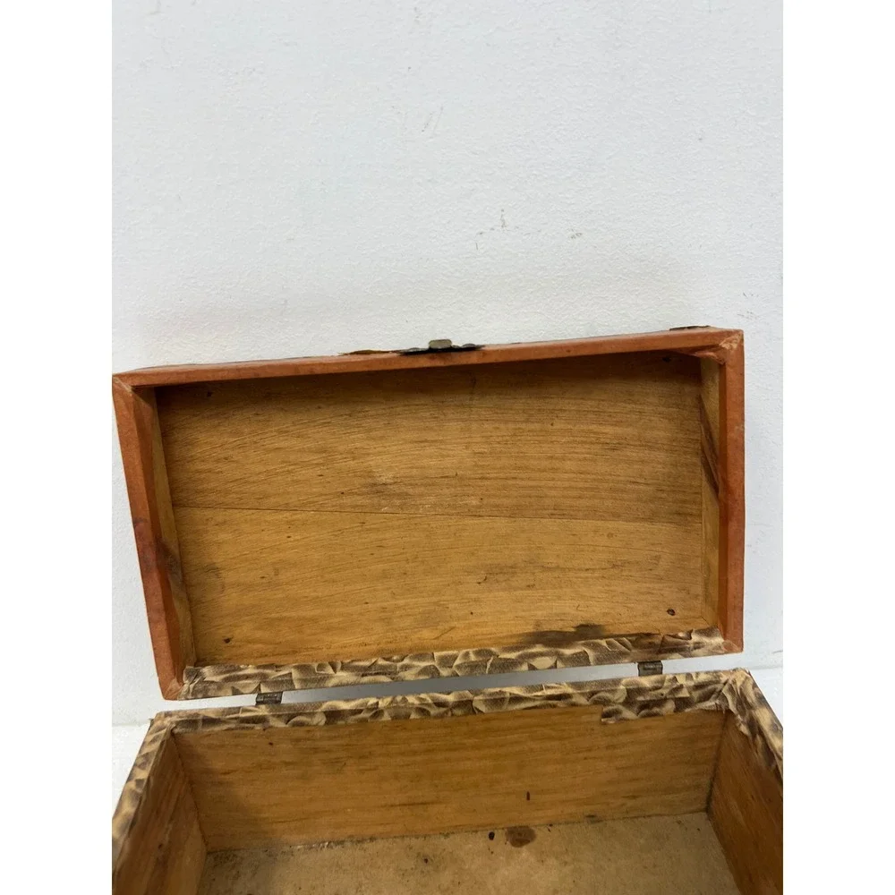 Wood Dollhouse Steamer Trunk Miniature Antique Storage Box Chest SALESMAN SAMPLE